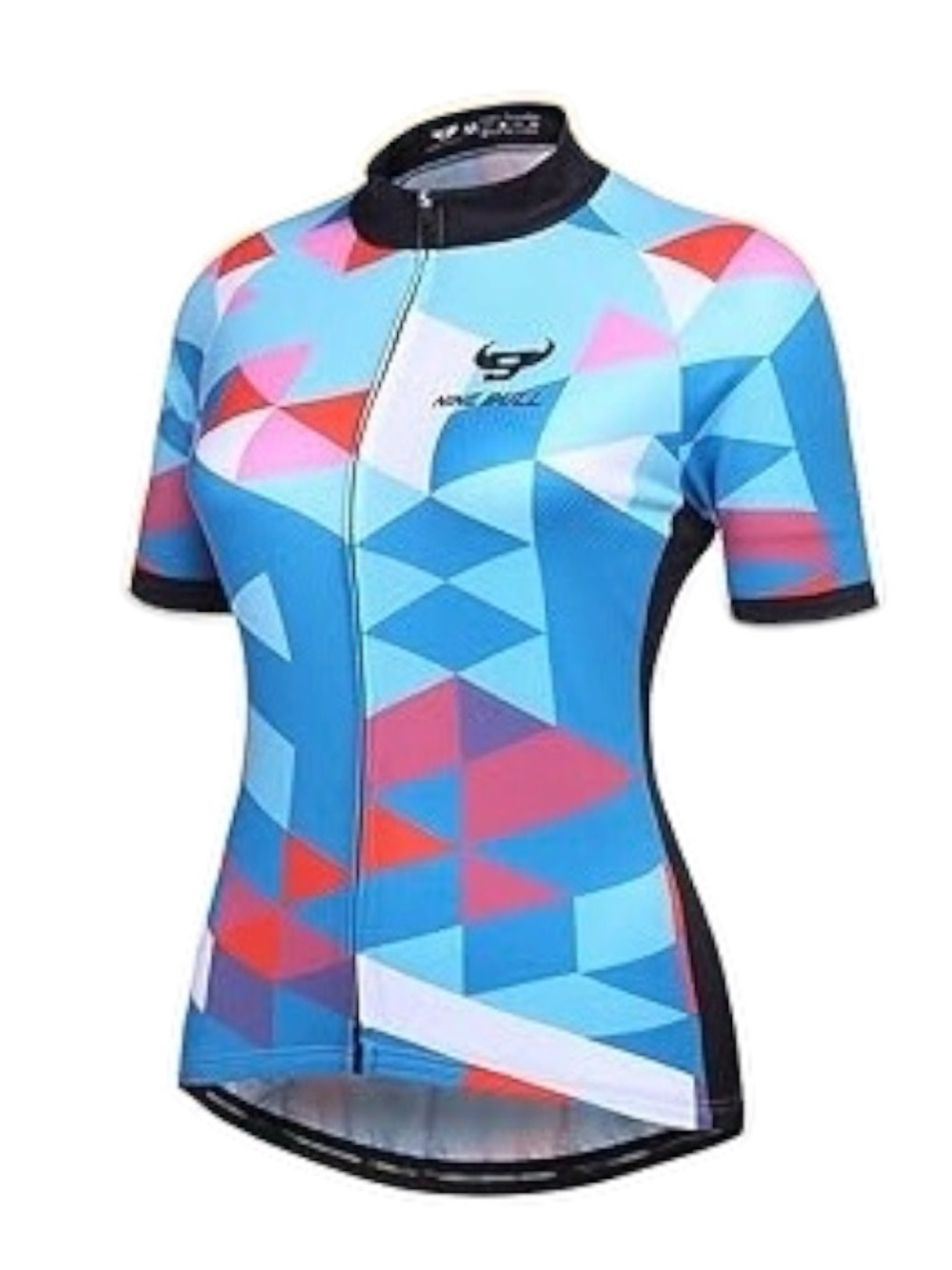 Nine Bull Geometric Mosaic Short Sleeve Cycling Jersey Blue Pink Small NWT NEW